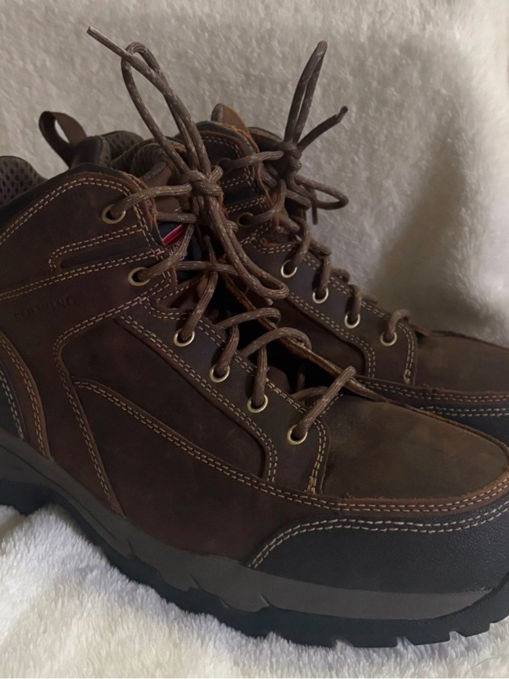 Red Wing Shoes Dark Brown Leather Lace-Up Hiking Boots